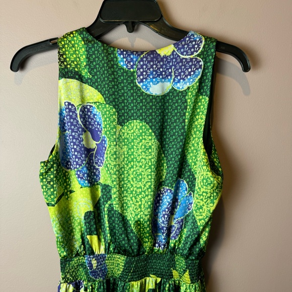 WHBM Tropical Floral Green Sleeveless Halter Maxi Dress 2 - Picture 8 of 12